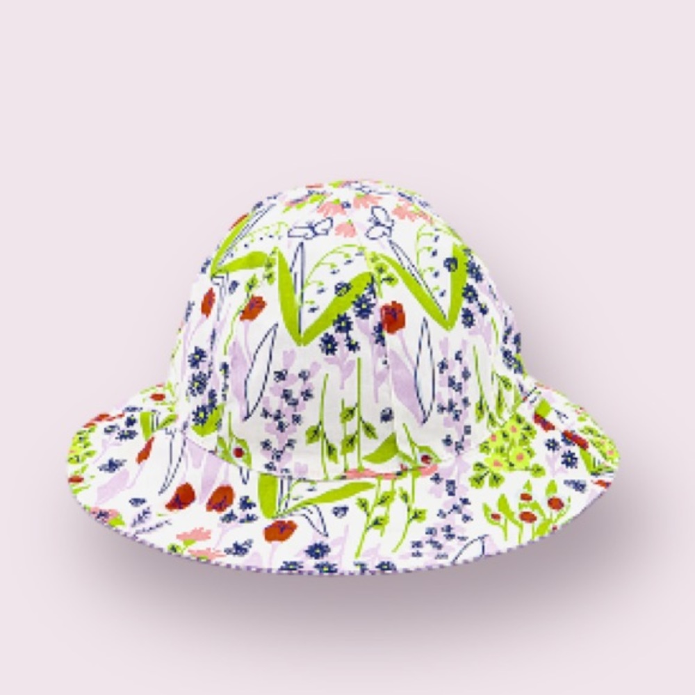 Cat & Jack Baby Girl Floral Bucket Hat Reversible Floral/Striped Multicolor